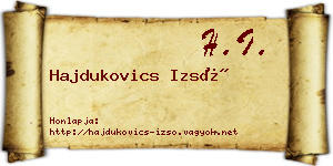 Hajdukovics Izsó névjegykártya